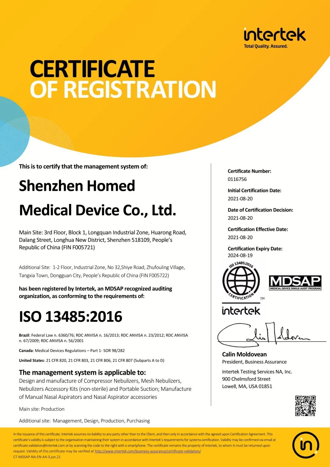 HOMED Medical has been awarded MDSAP certification
